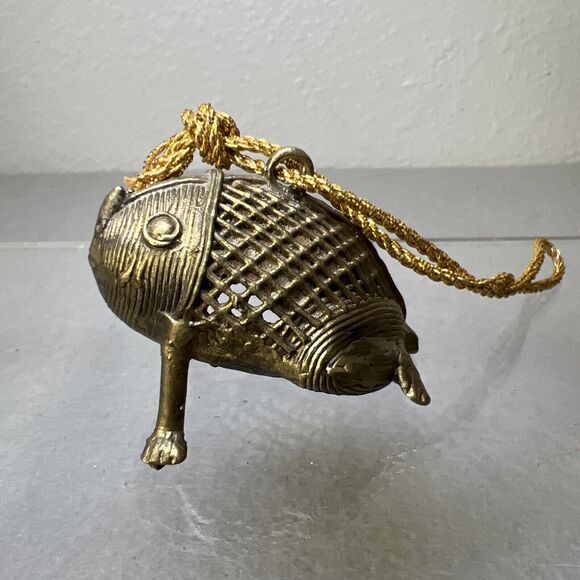 Brass Frog Dhokra Tribal Art India Figurine Ornament Lattice - Picture 1 of 7